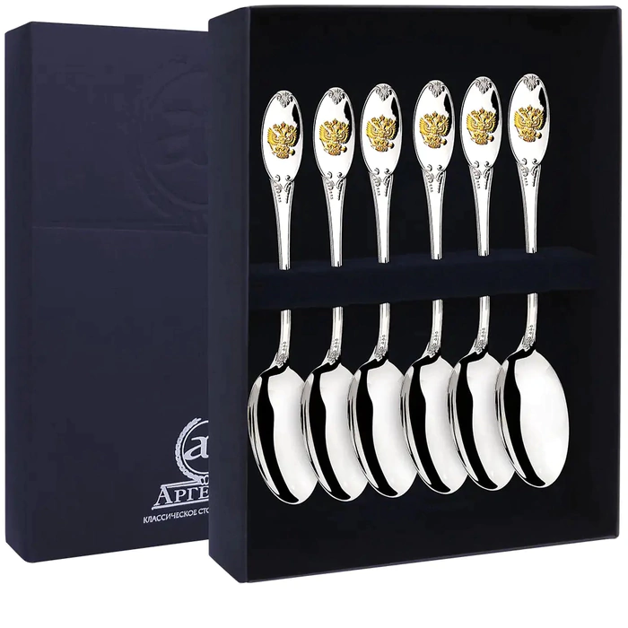 Silver set of teaspoons "Unity" with gilding, for 6 persons