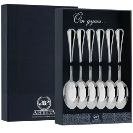 Серебряный набор чайных ложек "Элегант" на 6 персон Серебряный набор чайных ложек "Элегант" на 6 персон