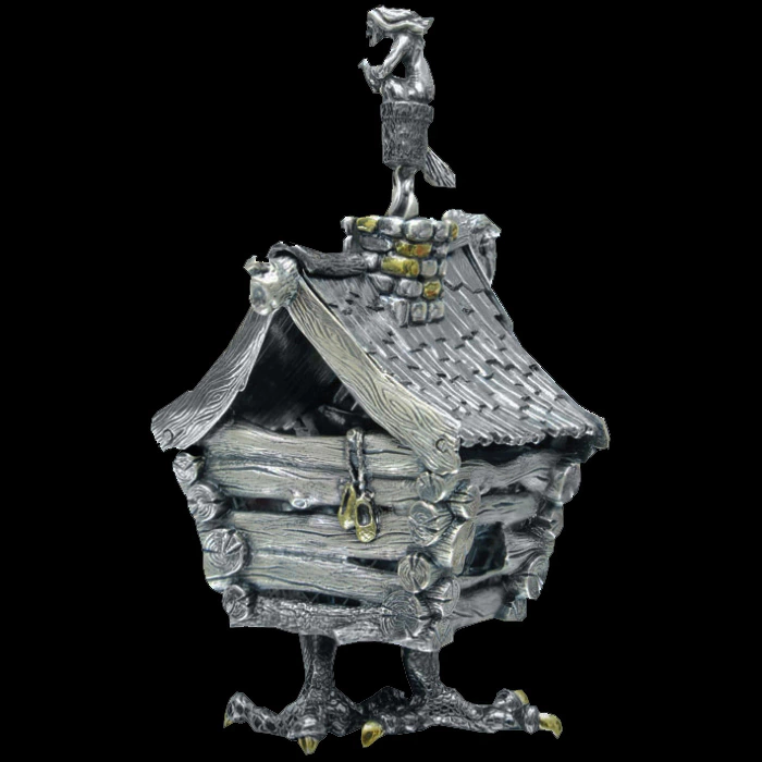 Silver salt shaker "Hut on chicken legs" with a spoon