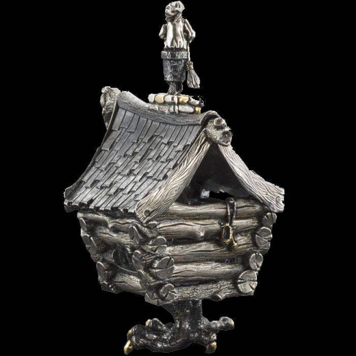 Silver salt shaker "Hut on chicken legs" with a spoon