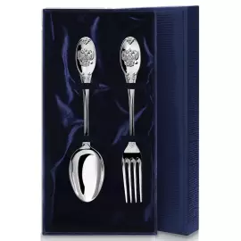 Серебряный столовый набор "Единство": вилка и ложка, на 1 персону