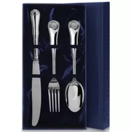 Набор из 3 столовых серебряных приборов "Визит": вилка, ложка, нож , на 1 персону