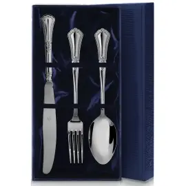 Набор из 3 столовых серебряных приборов "Фаворит": вилка, ложка, нож, на 1 персону