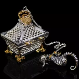 Ситечко для заваривания чая из серебра "Ларец"