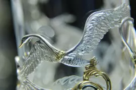 Коллекция чайных чашек из серебра "Царевна лягушка" на 2 персоны, с ложками