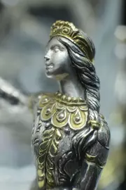 Коллекция чайных чашек из серебра "Царевна лягушка" на 2 персоны, с ложками