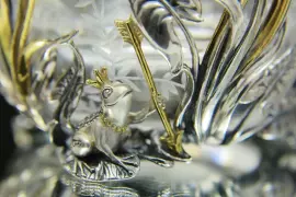 Коллекция чайных чашек из серебра "Царевна лягушка" на 2 персоны, с ложками