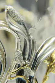 Коллекция чайных чашек из серебра "Царевна лягушка" на 2 персоны, с ложками