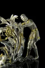 Коллекция чайных чашек из серебра "Царевна лягушка" на 2 персоны, с ложками