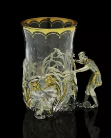 Коллекция чайных чашек из серебра "Царевна лягушка" на 2 персоны, с ложками