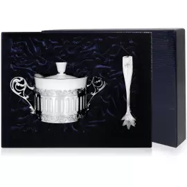 Серебряная сахарница "Богема" с щипцами для сахара