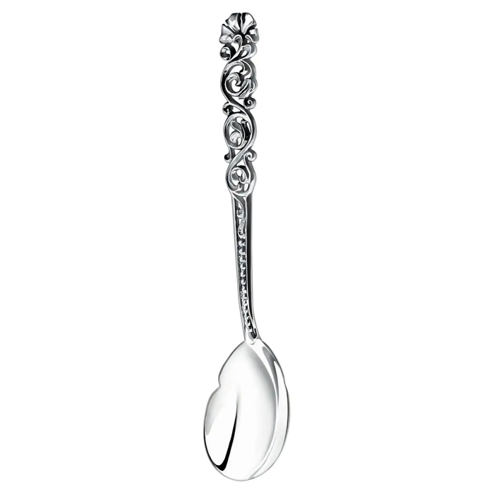 Silver tea cup "Winter patterns" with a spoon