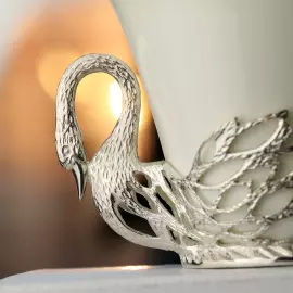 Silver tea cup "Swan" with a spoon