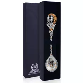 Серебряная чайная ложка "Зодиак - Близнец" с позолотой