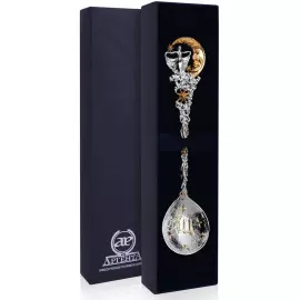 Серебряная чайная ложка "Зодиак - Дева" с позолотой