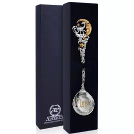 Серебряная чайная ложка "Зодиак - Скорпион" с позолотой