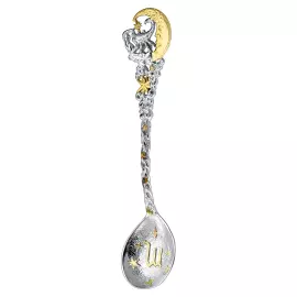Серебряная чайная ложка "Зодиак - Скорпион" с позолотой