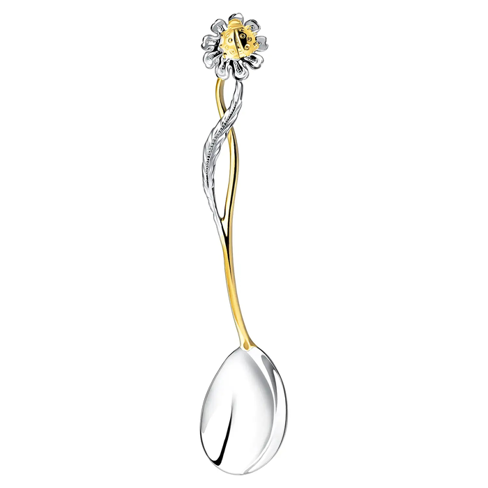 Silver set "Apple orchard" with gilding:: vase, spoon