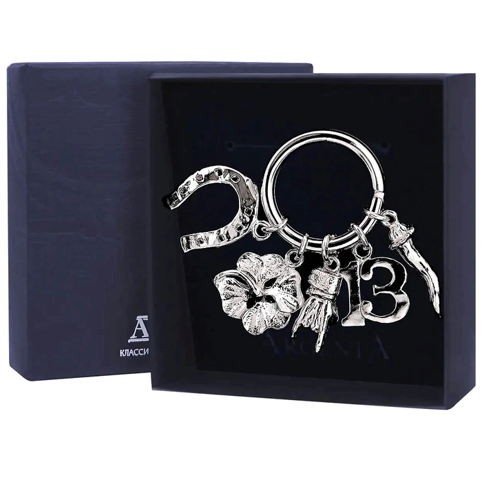 Silver keychain for keys "For good luck"
