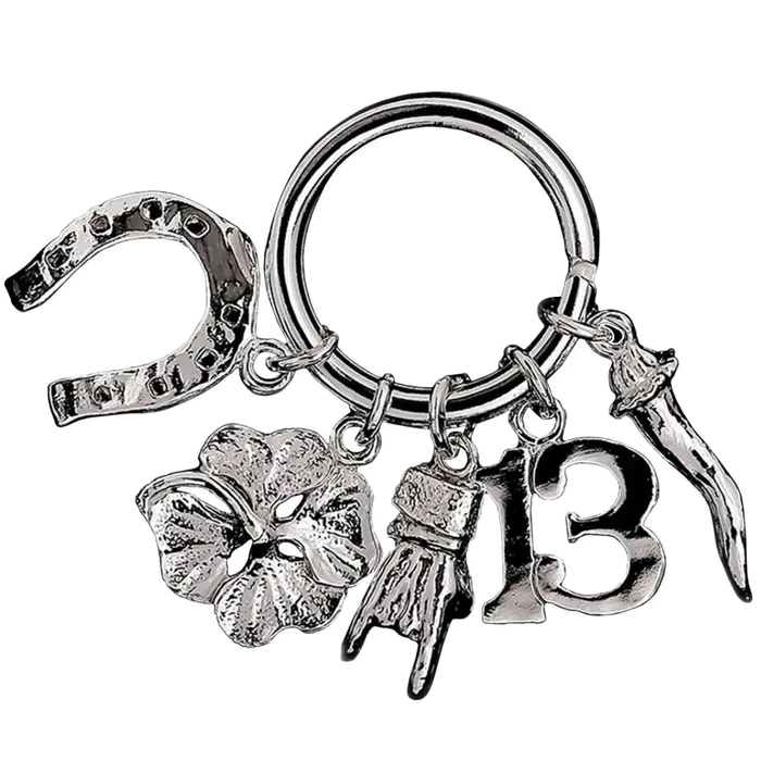 Silver keychain for keys "For good luck"