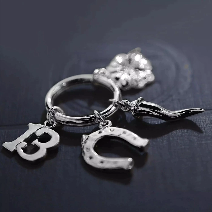 Silver keychain for keys "For luck"