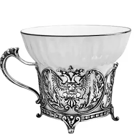 Set of silver tea cups "Coat of Arms": spoon, cup, for 2 persons