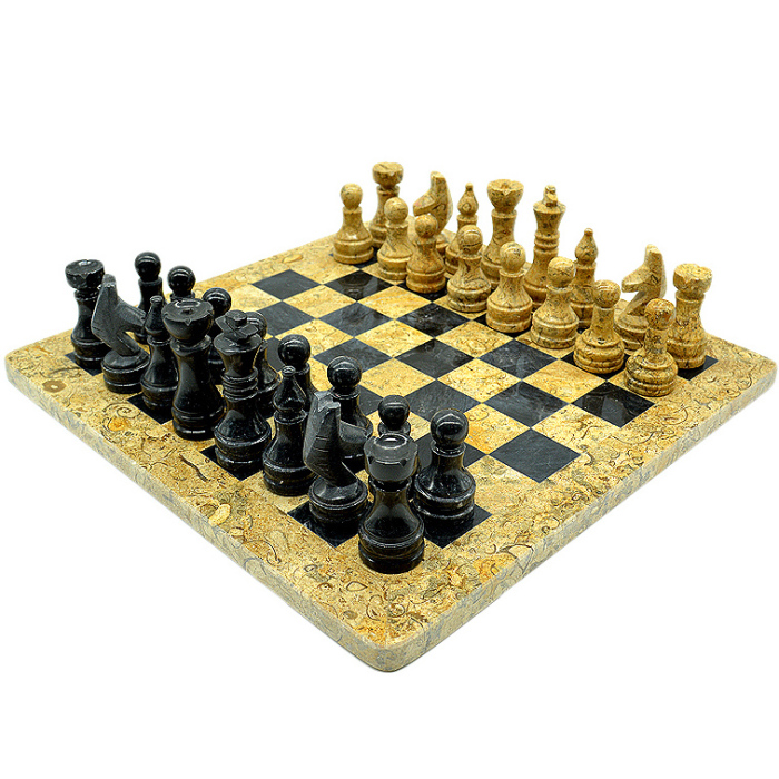 Gift chess made of shell stone and marble "Classic"