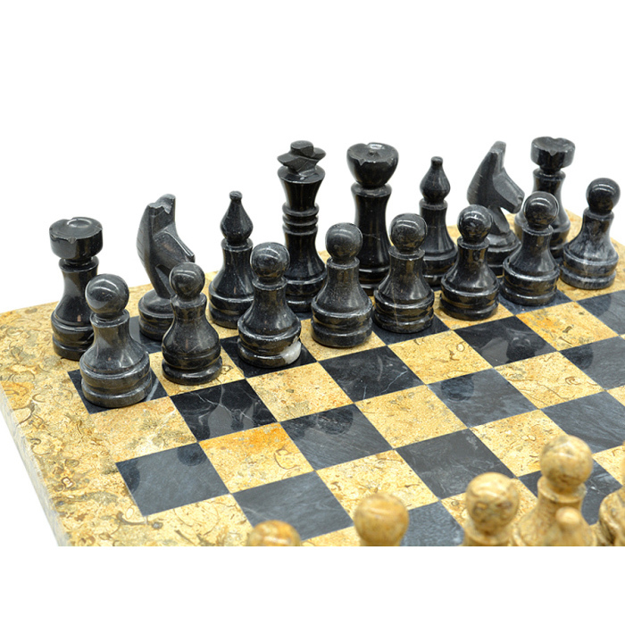 Gift chess made of shell stone and marble "Classic"