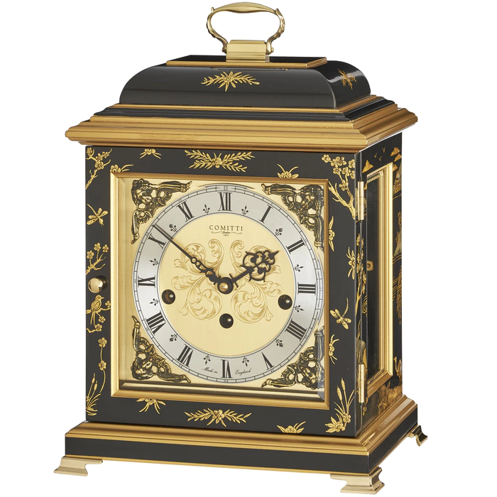 Mantel clock "The Georgian Basket Top in Chinoiserie Samurai Artwork"
