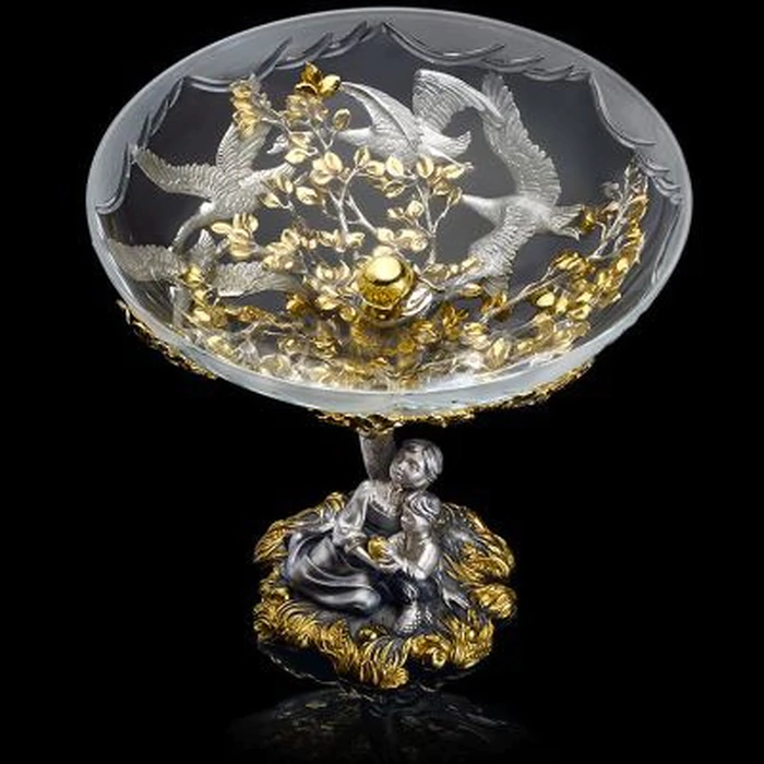 Silver vase "Geese-Swans"