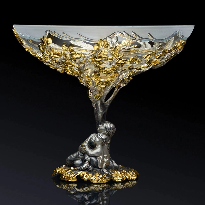 Silver vase "Geese-Swans"