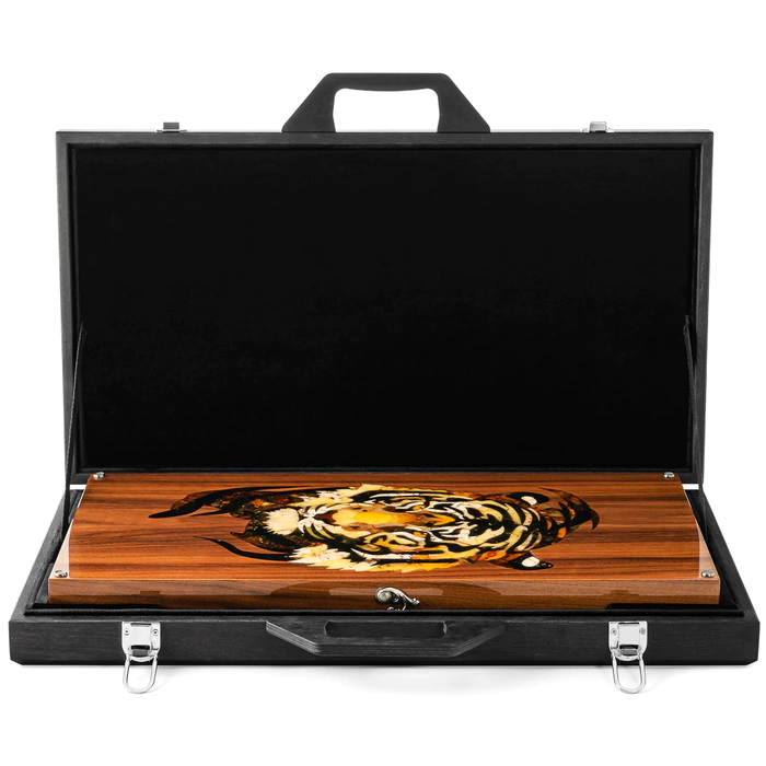 Backgammon made of walnut and amber "Tiger"