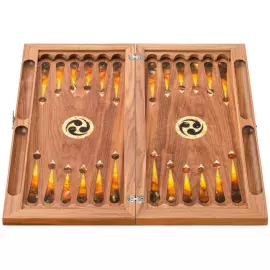Backgammon made of walnut and amber "Tiger"