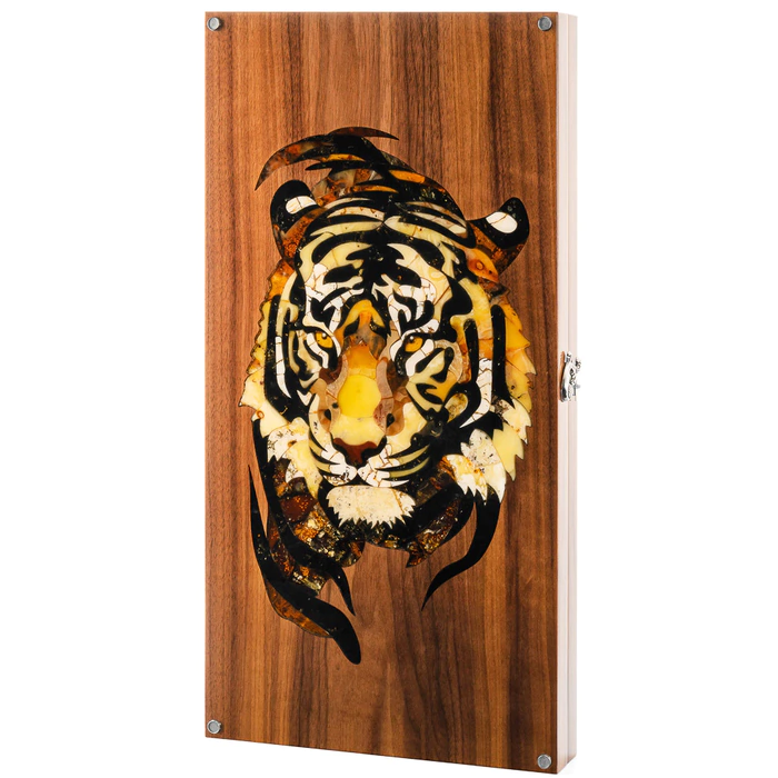 Backgammon made of walnut and amber "Tiger"