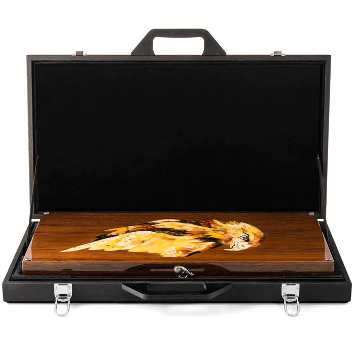 Backgammon made of stained oak and amber "Sokol"