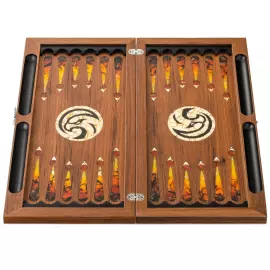 Backgammon made of stained oak and amber "Sokol"