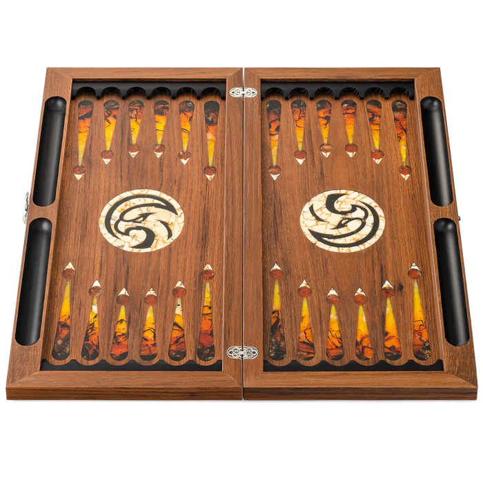 Backgammon made of stained oak and amber "Sokol"