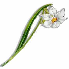 Silver brooch "Narcissus poetic" small, collections "Herbarium of Tatiana Polyakova"