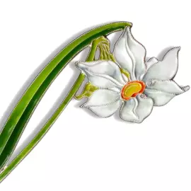 Silver brooch "Narcissus poetic" small, collections "Herbarium of Tatiana Polyakova"