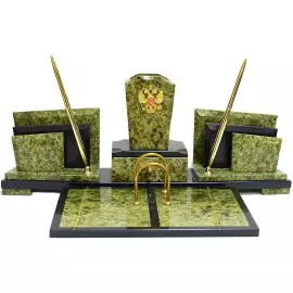 Настольный набор руководителя из змеевика "Секрет" с гербом РФ