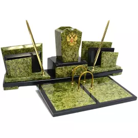 Настольный набор руководителя из змеевика "Секрет" с гербом РФ