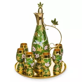 Silver "Birds" wine set for 6 people Green