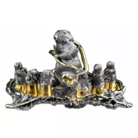 Набор для водки "Бобер с бобрятами" на 6 персон