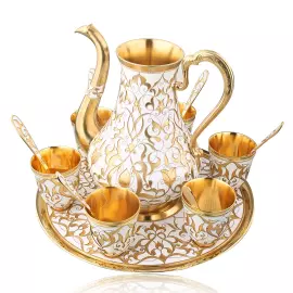 Сервиз кофейный из серебра "Восток" белый