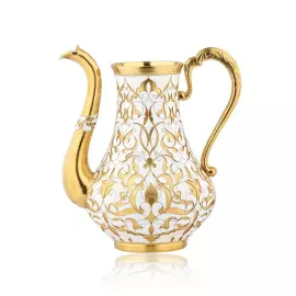 Сервиз кофейный из серебра "Восток" белый