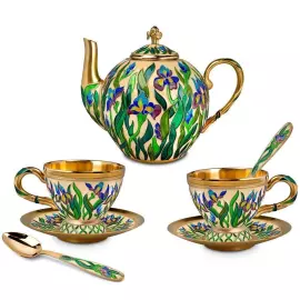 Сервиз чайный серебряный "Ирис" на 2 персоны