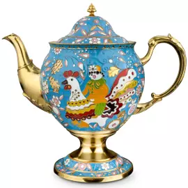 Чайный набор серебряный "Петушок" на 2 персоны