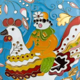 Чайный набор серебряный "Петушок" на 2 персоны