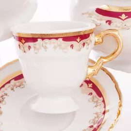 Кофейный сервиз из фарфора Thun Мария Луиза Красная лилия, на  6 персон, 17 предметов