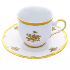 Набор кофейных пар из фарфора "Queen's Crown. Золотая роза" на 6 персон